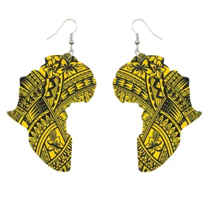 African Continent shaped Earrings Yellow