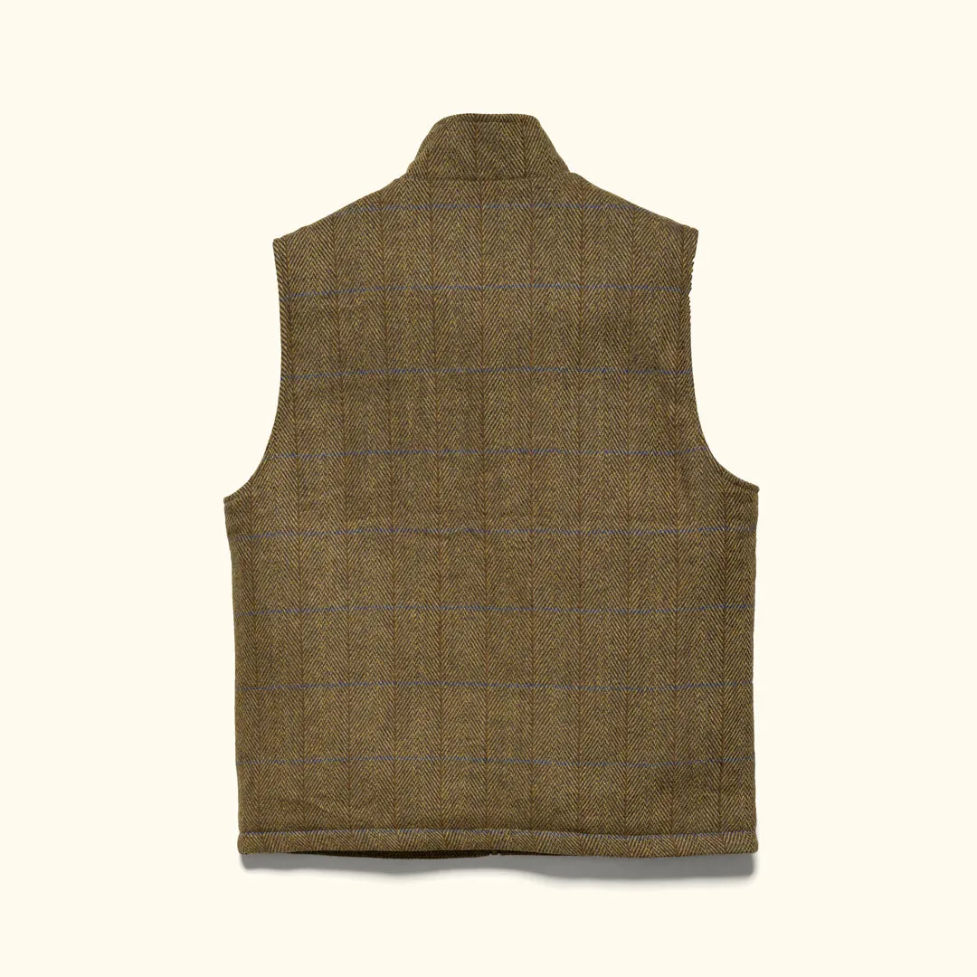 Ashton Wool Herringbone Vest - Mosswood