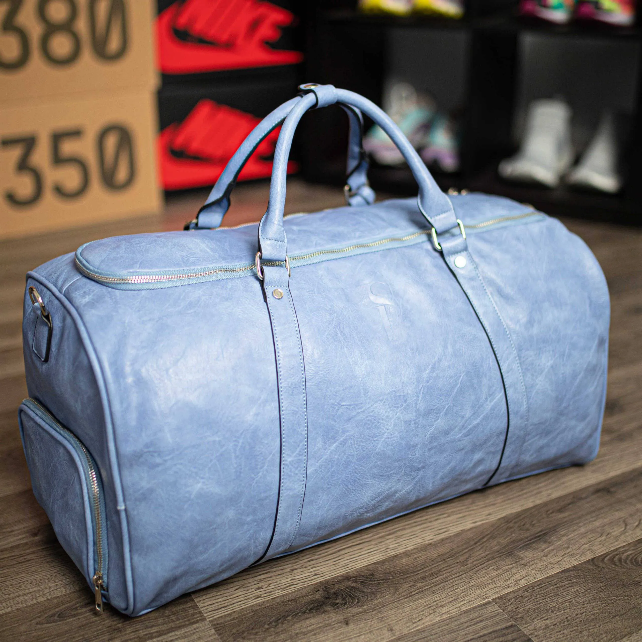 Baby Blue Luciano Leather Duffle Bag V2