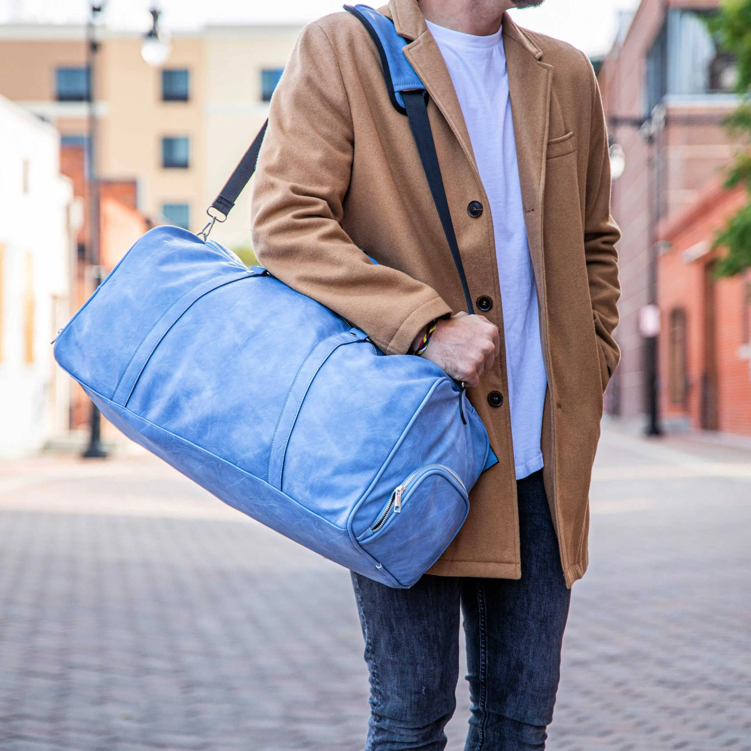 Baby Blue Luciano Leather Duffle Bag V2