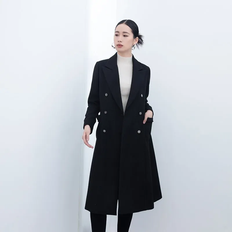 Black Lapel Long Trench Coats