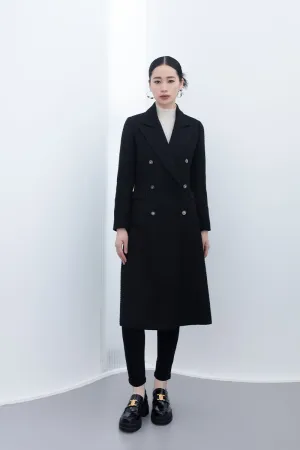 Black Lapel Long Trench Coats