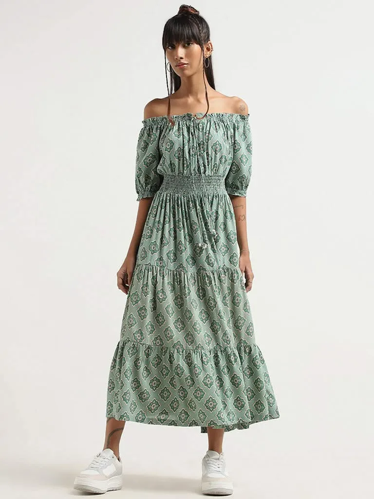 Bombay Paisley Green Printed Dress