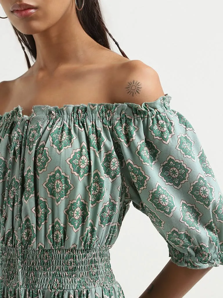 Bombay Paisley Green Printed Dress