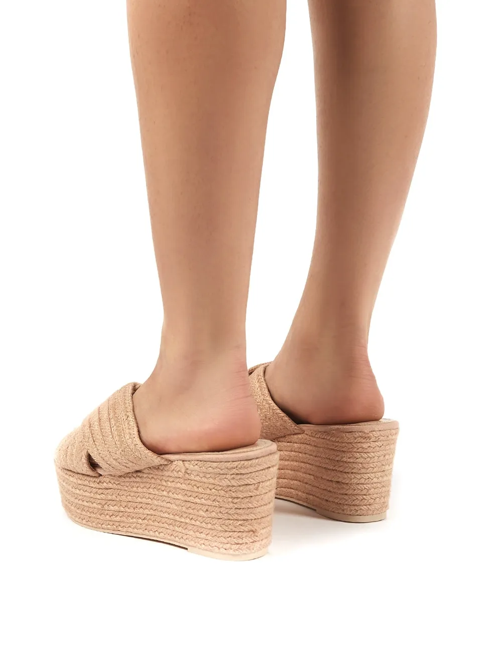 Breeze Pink  Cross Over Espadrille Flatform Sandals