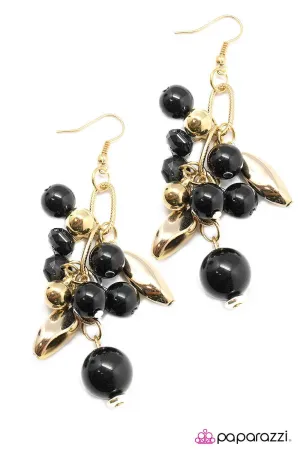 BusyBody Black and Gold Earrings - Paparazzi Accessories