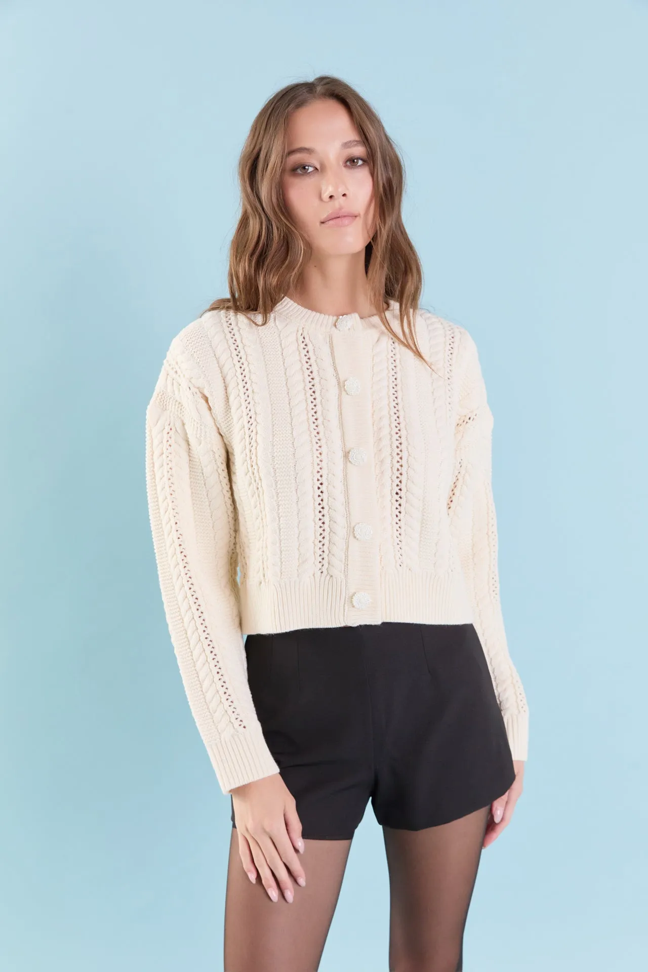 Cable Knit Buttoned Sweater