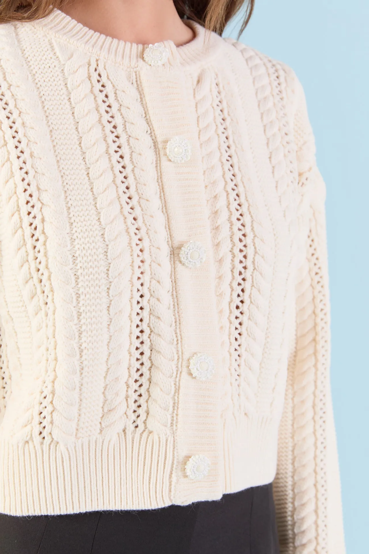 Cable Knit Buttoned Sweater