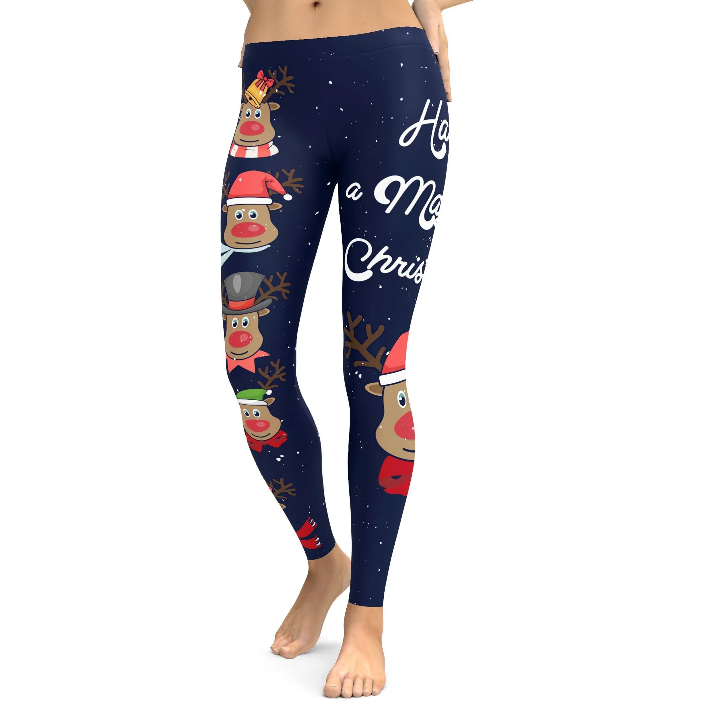 Christmas Reindeer Heads Leggings