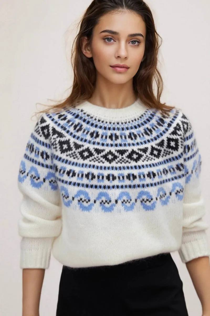 Classic Fair Isle Crewneck Pullover Sweater