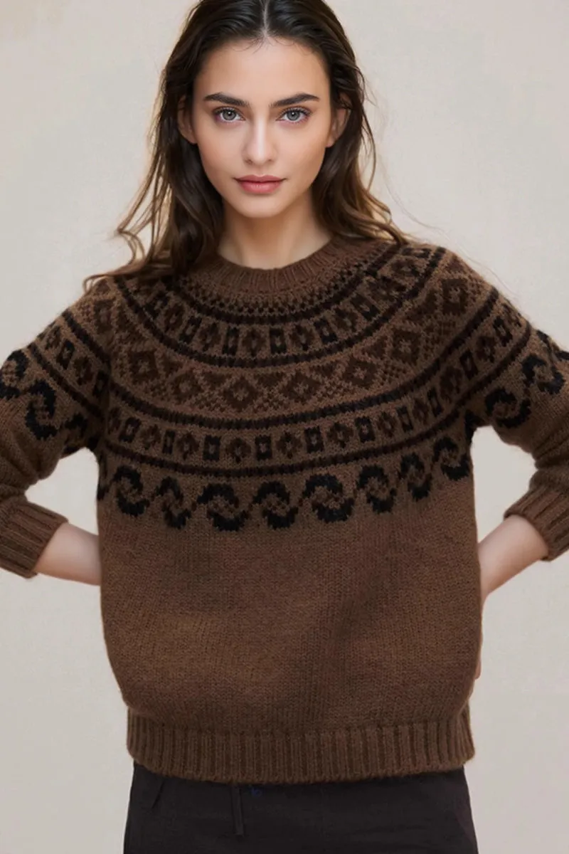 Classic Fair Isle Crewneck Pullover Sweater