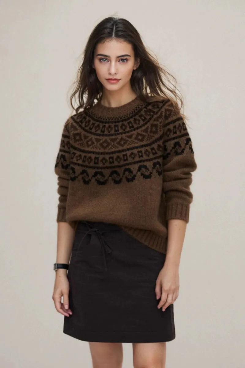 Classic Fair Isle Crewneck Pullover Sweater