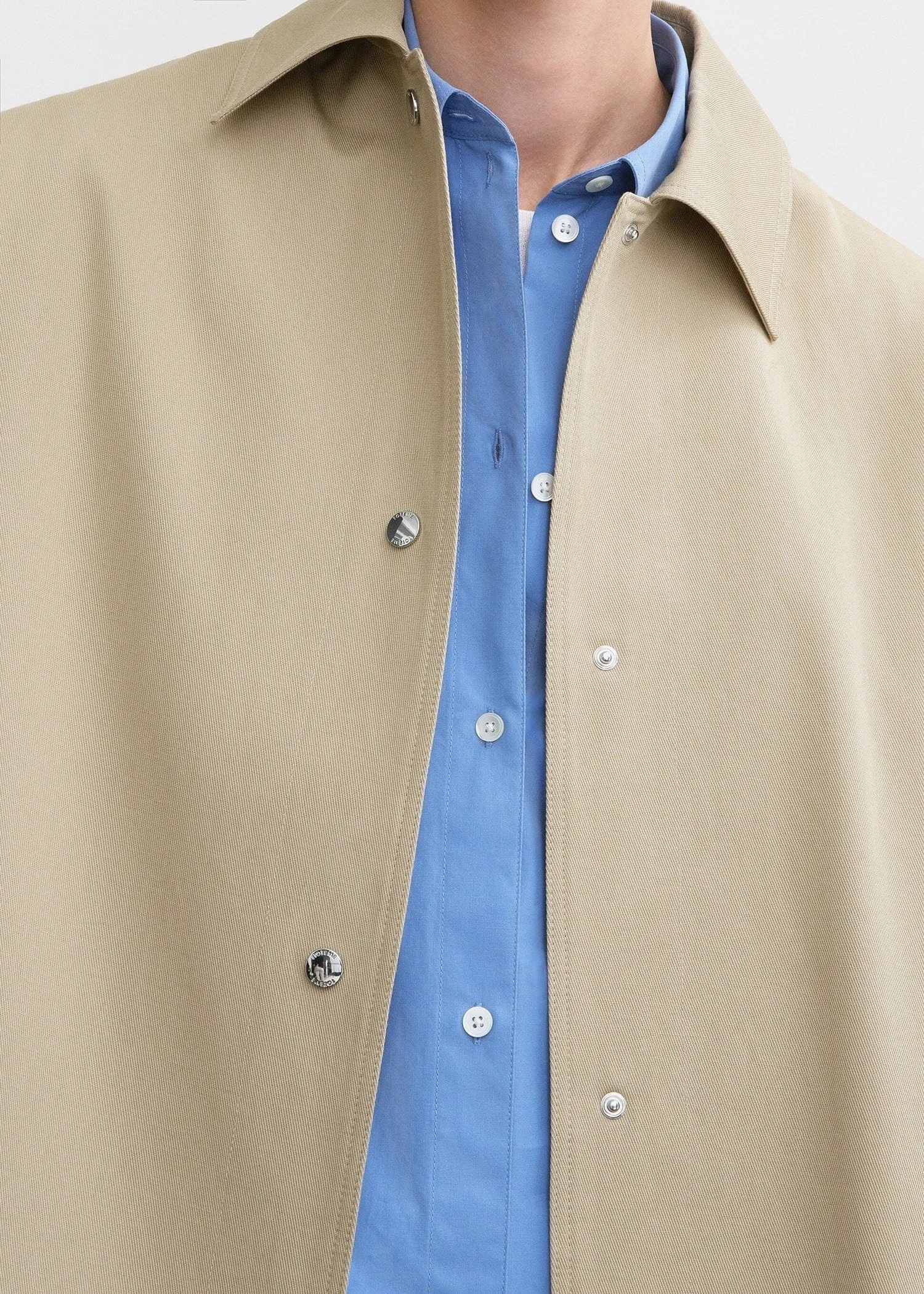 Cotton twill overshirt jacket fawn