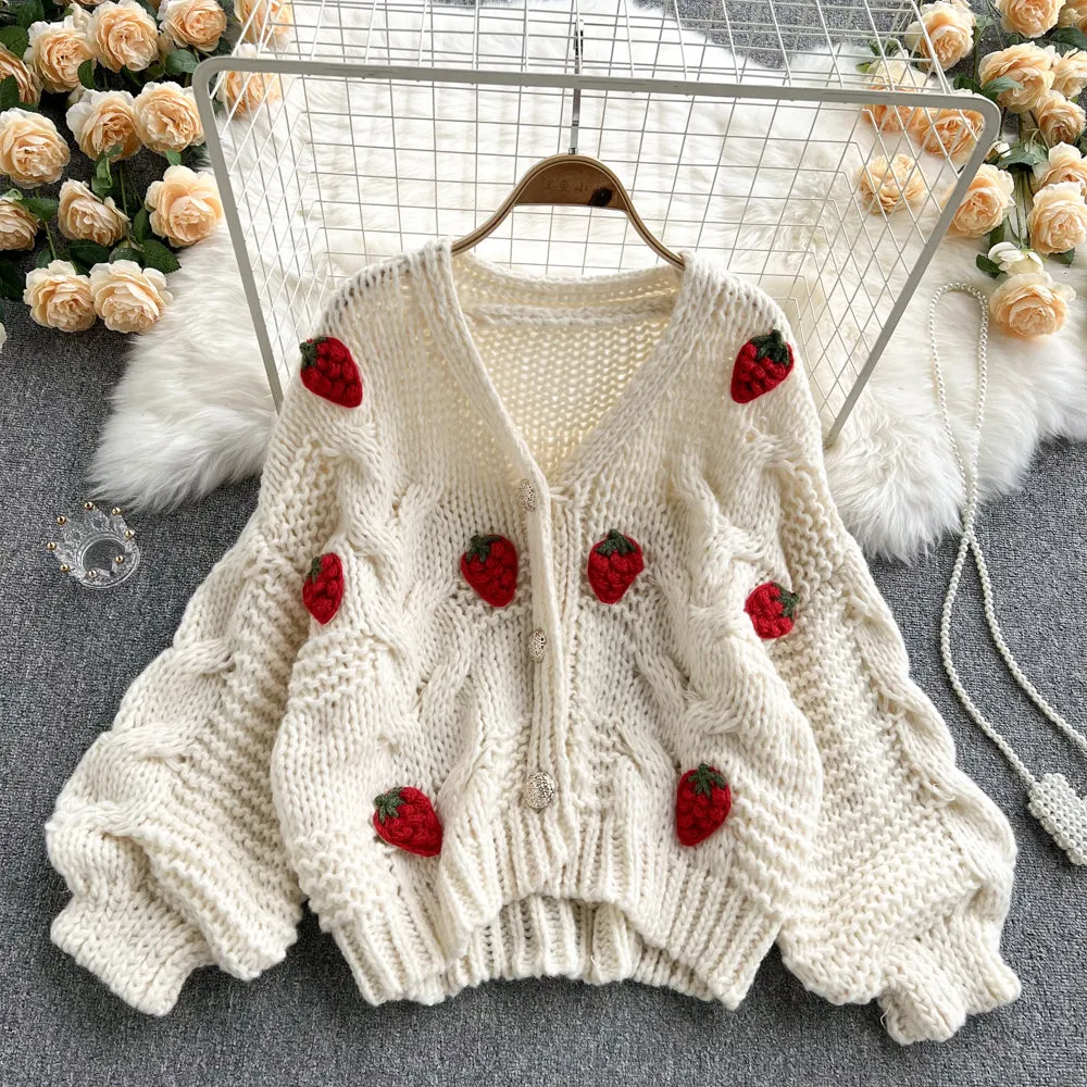 Cute cardigan strawberry sweater     S599