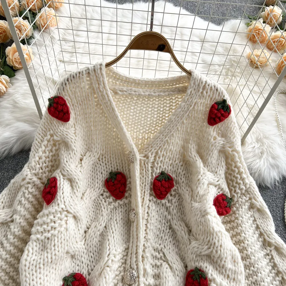 Cute cardigan strawberry sweater     S599