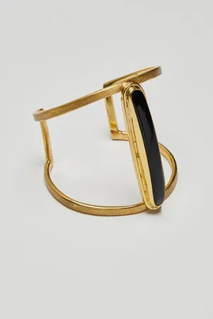 EFE LONG BLACK AGATE BRASS CUFF