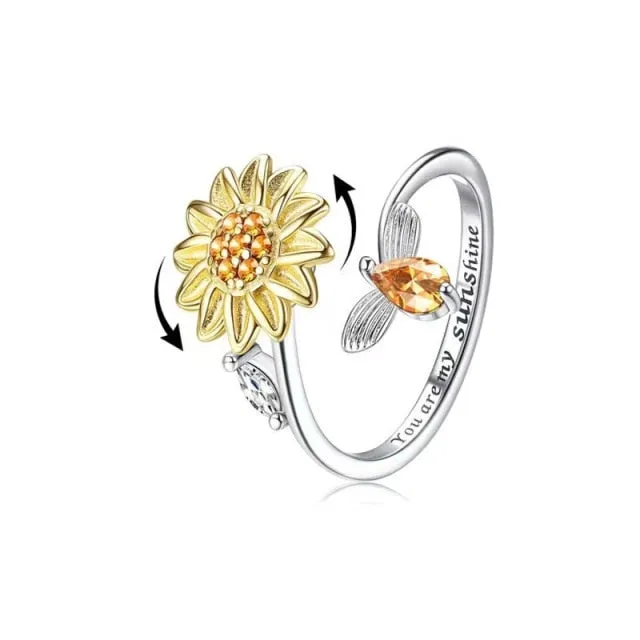 Elegant Sunflower Sunshine Rotating Ring