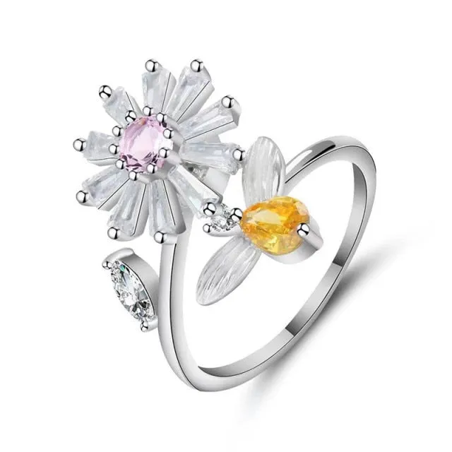 Elegant Sunflower Sunshine Rotating Ring