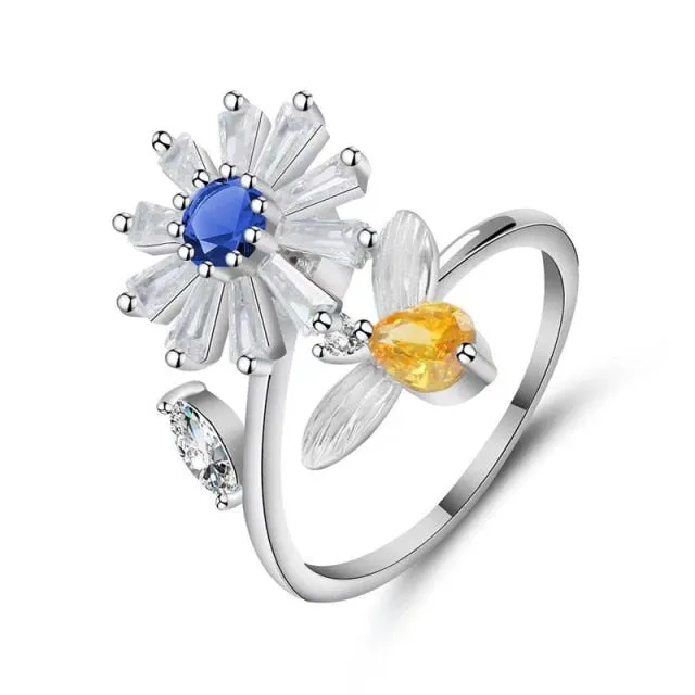 Elegant Sunflower Sunshine Rotating Ring