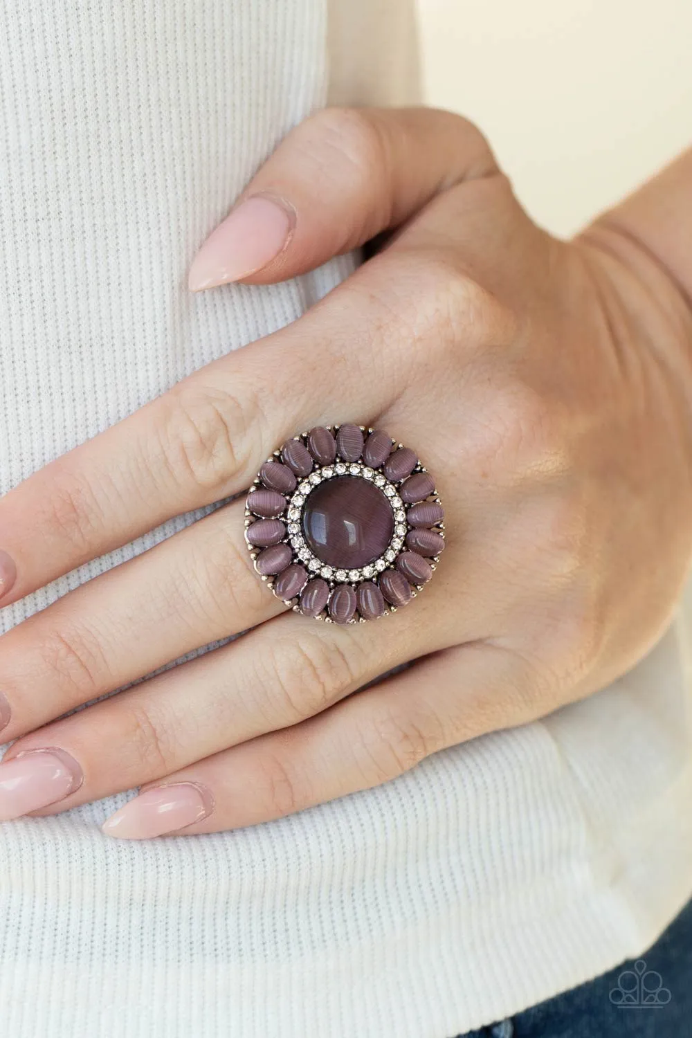 Elegantly Eden Purple Cat's Eye Stone Ring - Paparazzi Accessories