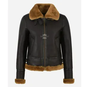 ERIN SHEEPSKIN JACKET LADIES CLASSIC B3 AVIATOR SHEARLING Ginger FUR JACKET