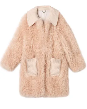 Faint Peach Faux Fur Grey Coat