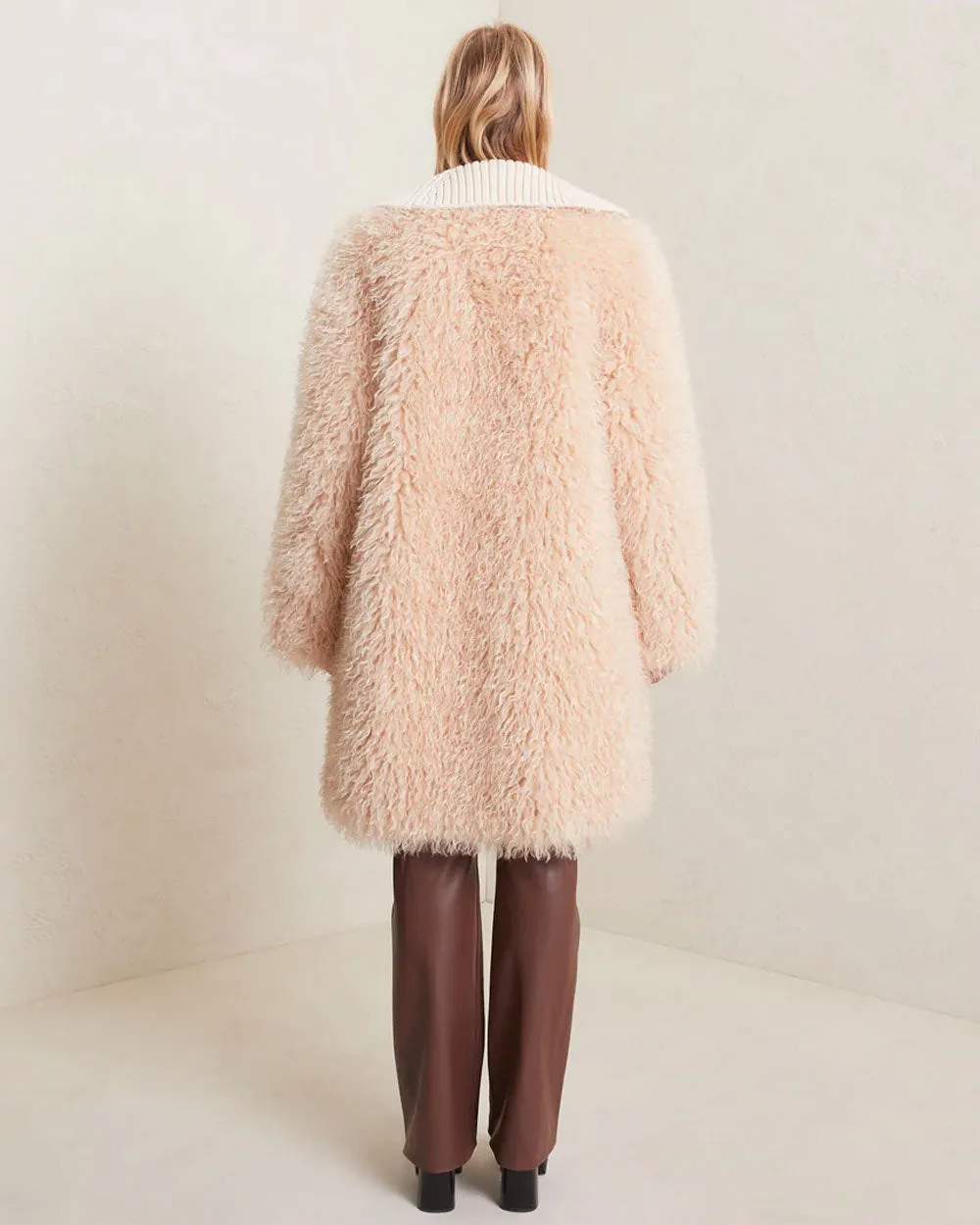 Faint Peach Faux Fur Grey Coat