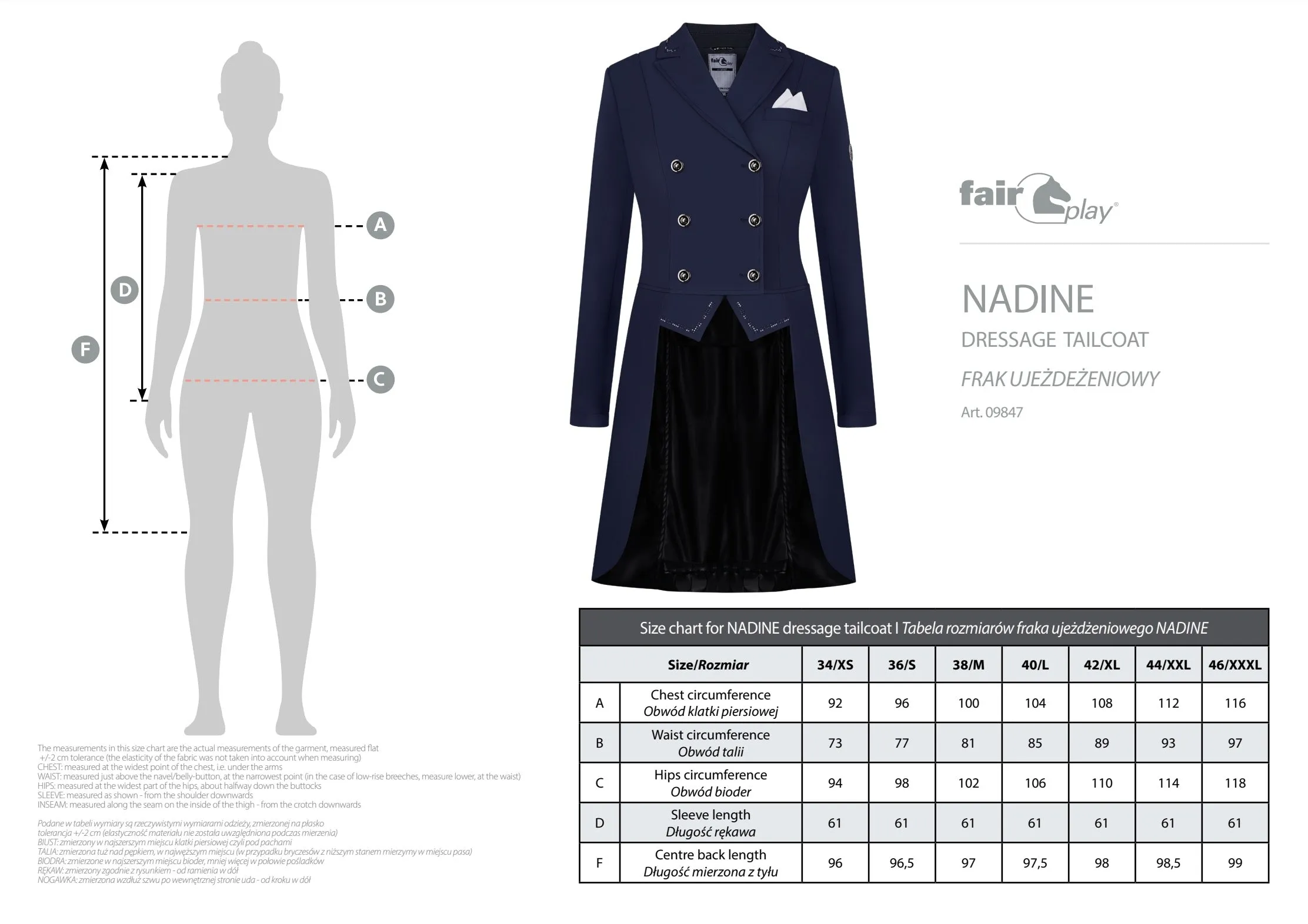 Fair Play Ladies Dressage Tailcoat NADINE, Navy