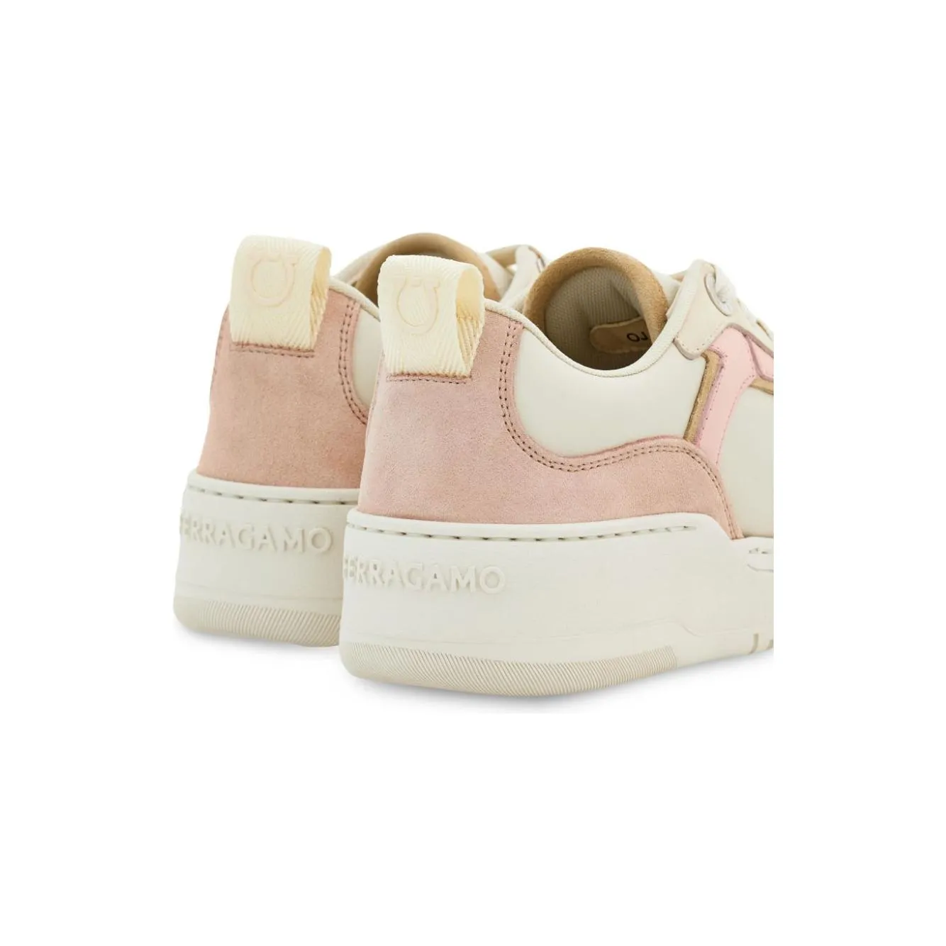 Ferragamo  pink leather Gancini Sneakers Powder