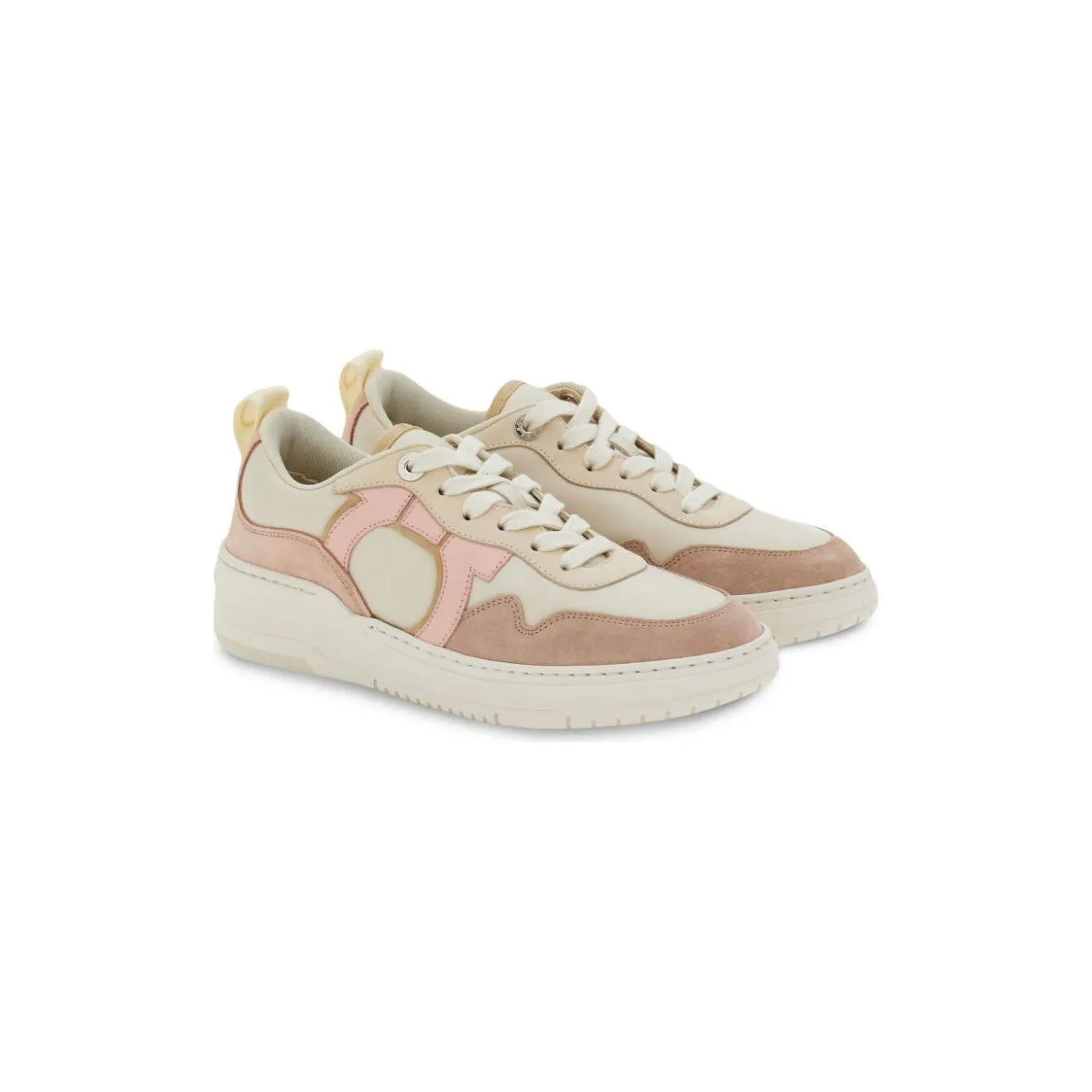 Ferragamo  pink leather Gancini Sneakers Powder