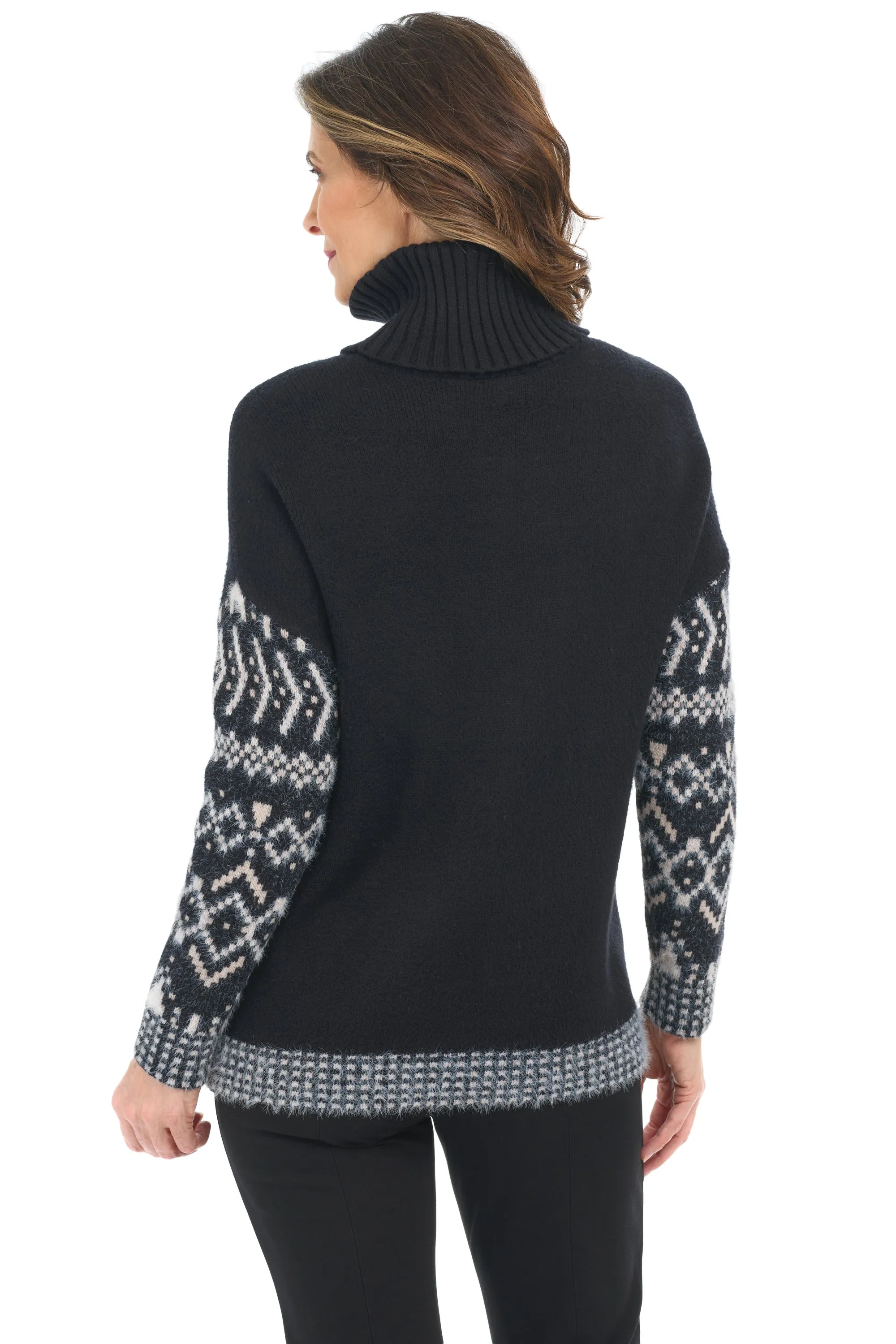 Fuzzy Intarsia T-Neck