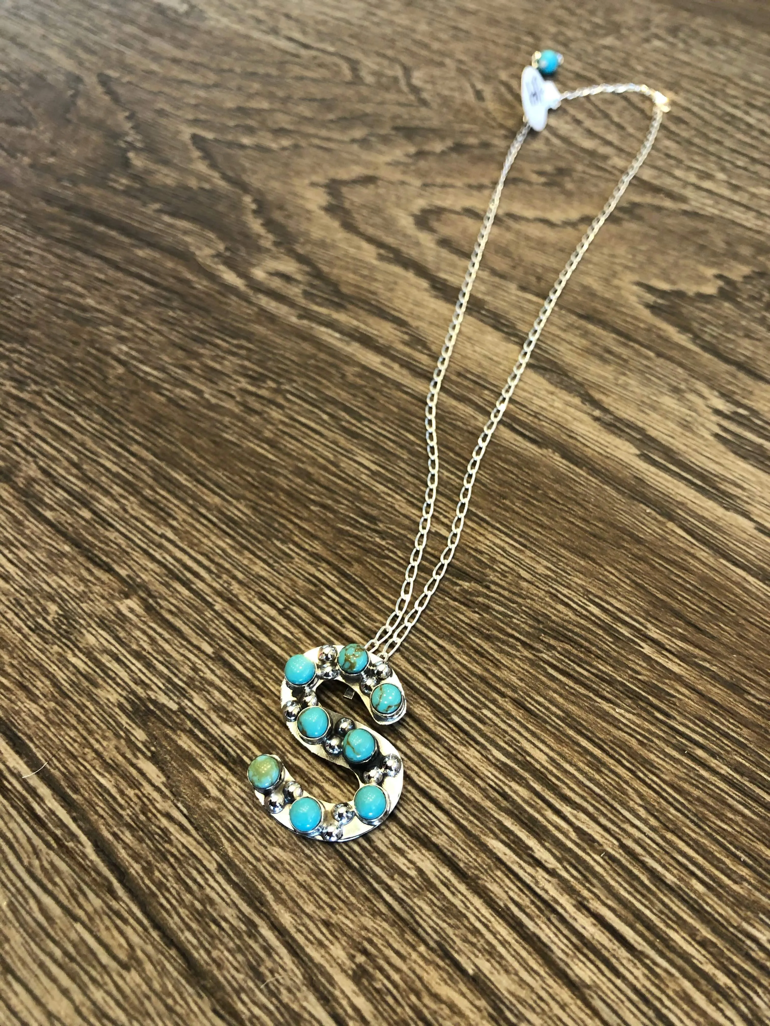 Genuine Kingman Turquoise Initial Necklaces