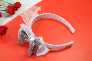 Kamule Christmas Theme Princess Glittery Netted Hairband - White and Silver