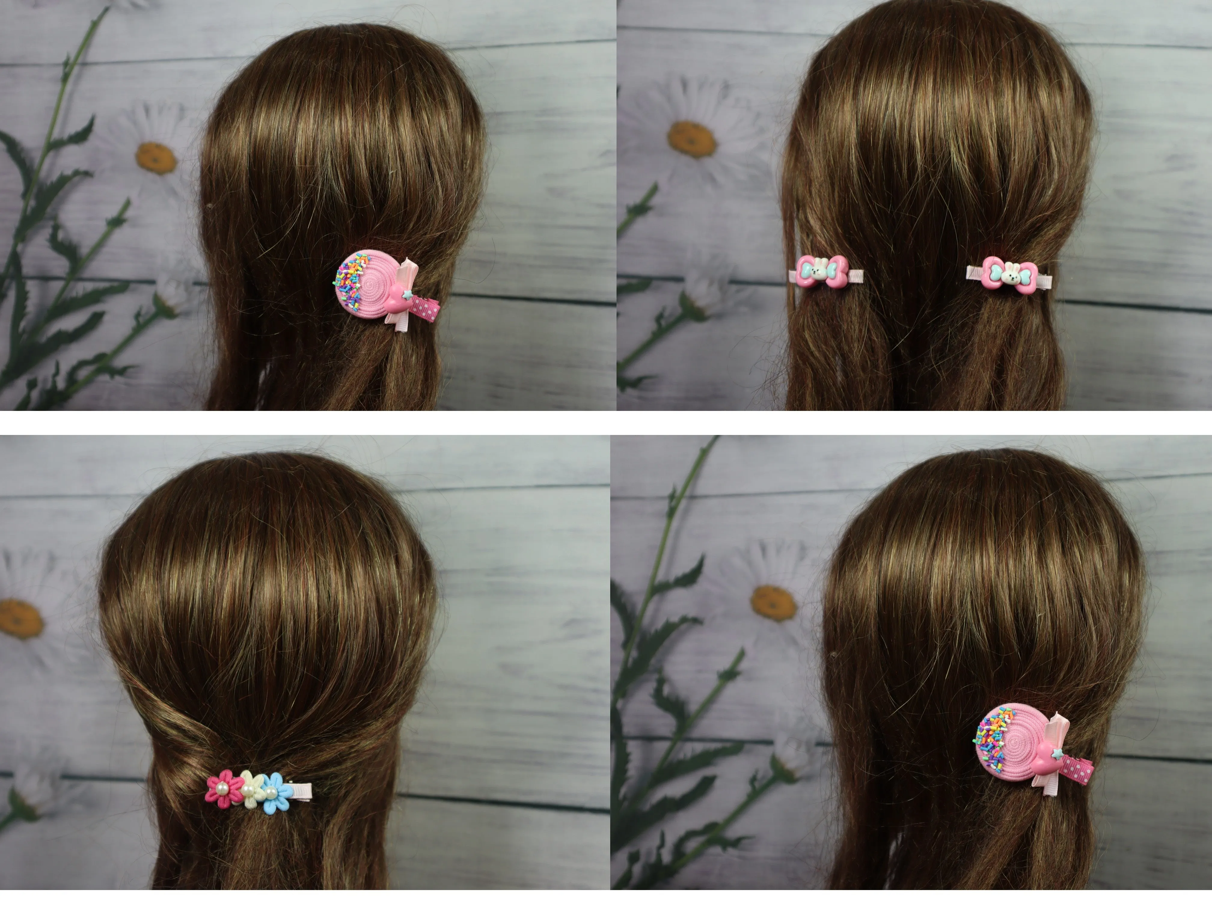 Kamule Dolly's Dazzling Detailed Hair Clip With Bracelet Pack of 5 - Pink