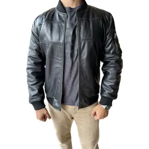 Lambskin Leather Bomber Jacket 4M