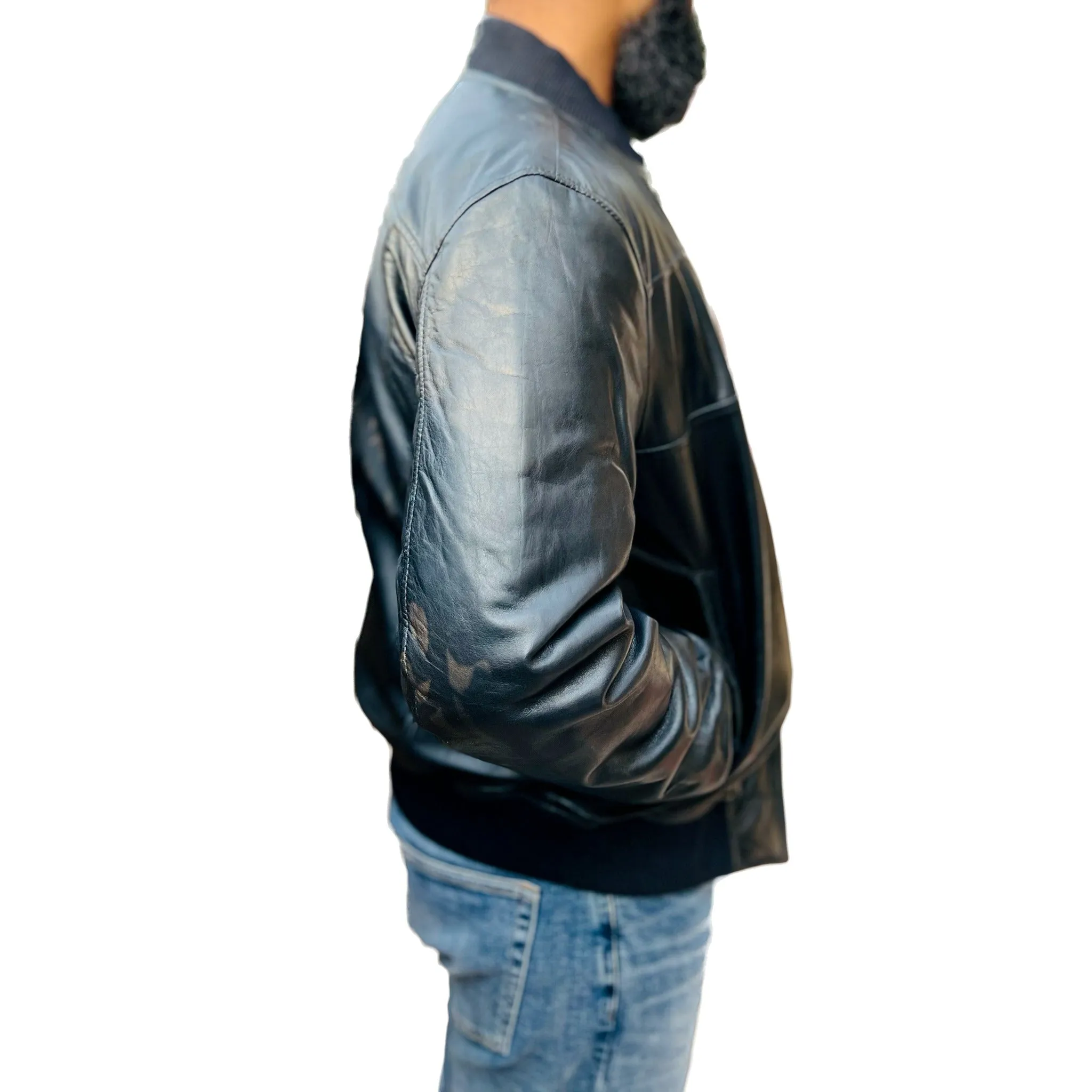 Lambskin Leather Bomber Jacket 4M