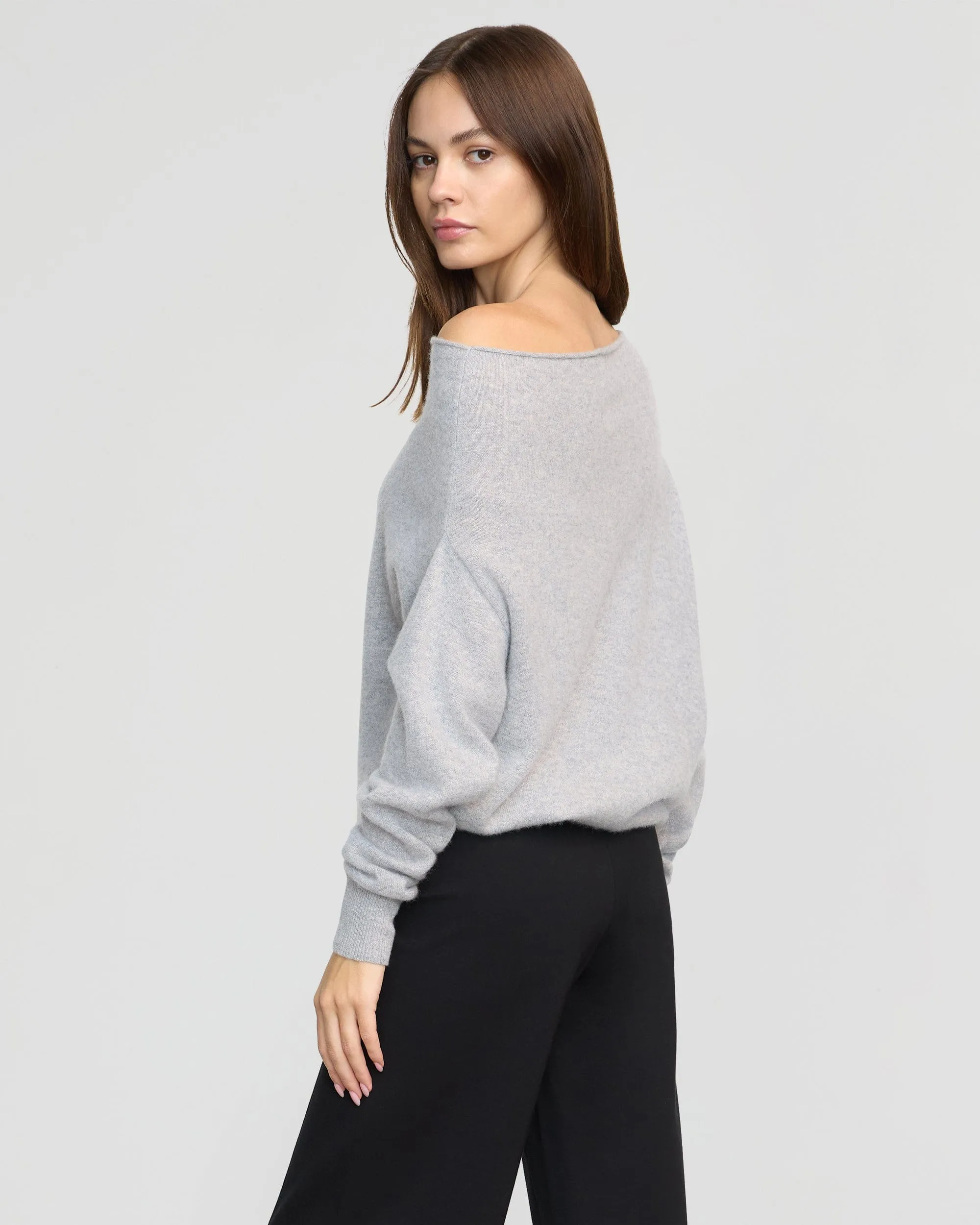 Lan Cashmere Off-Shoulder Sweater