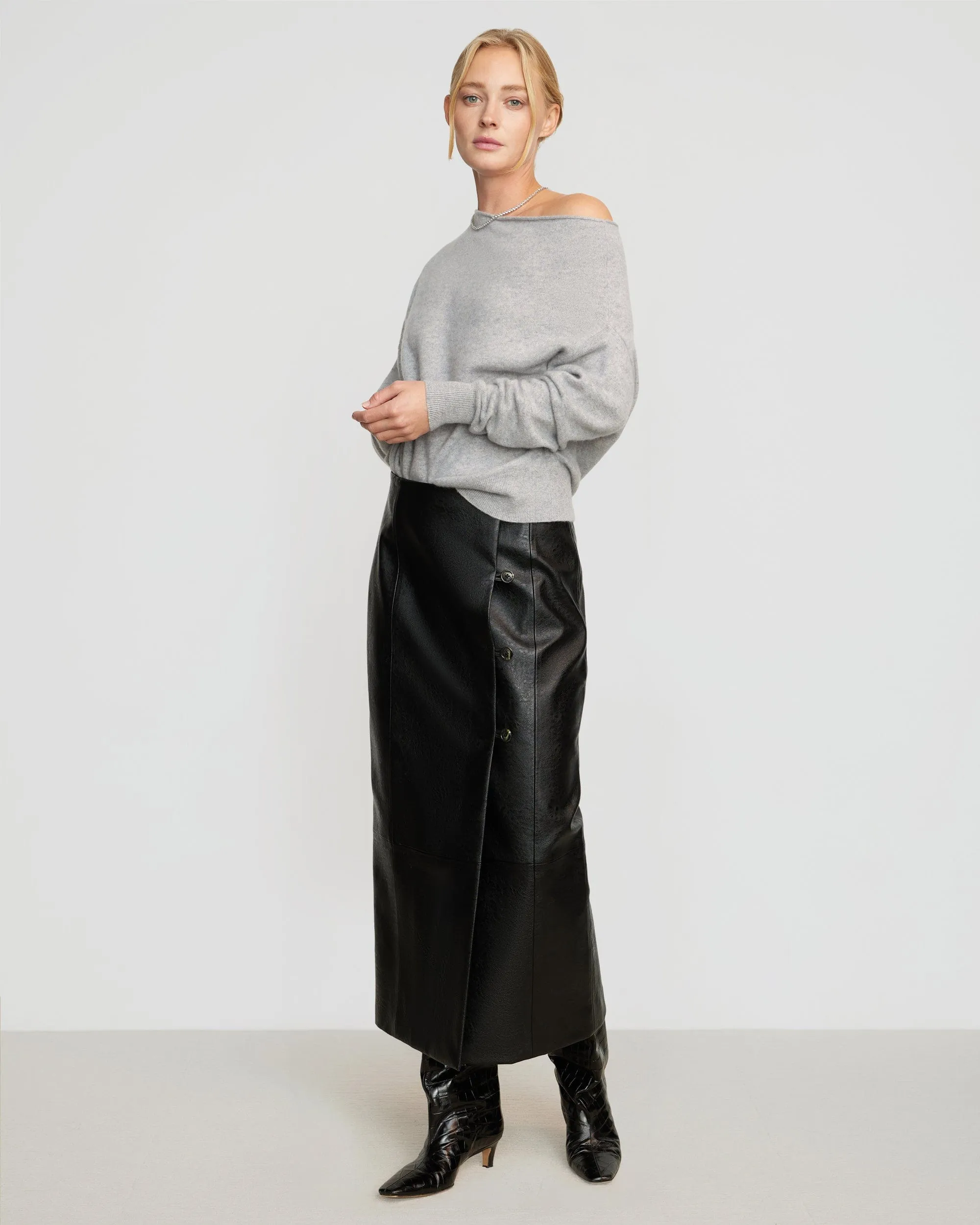 Lan Cashmere Off-Shoulder Sweater