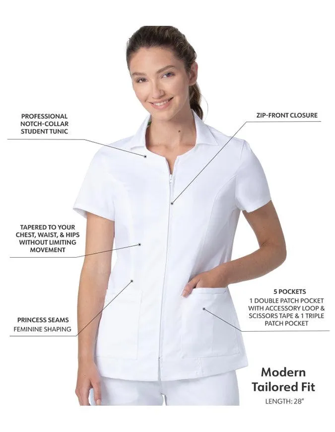 Landau ProFlex Women's Collared Zip Front Solid Scrub Top