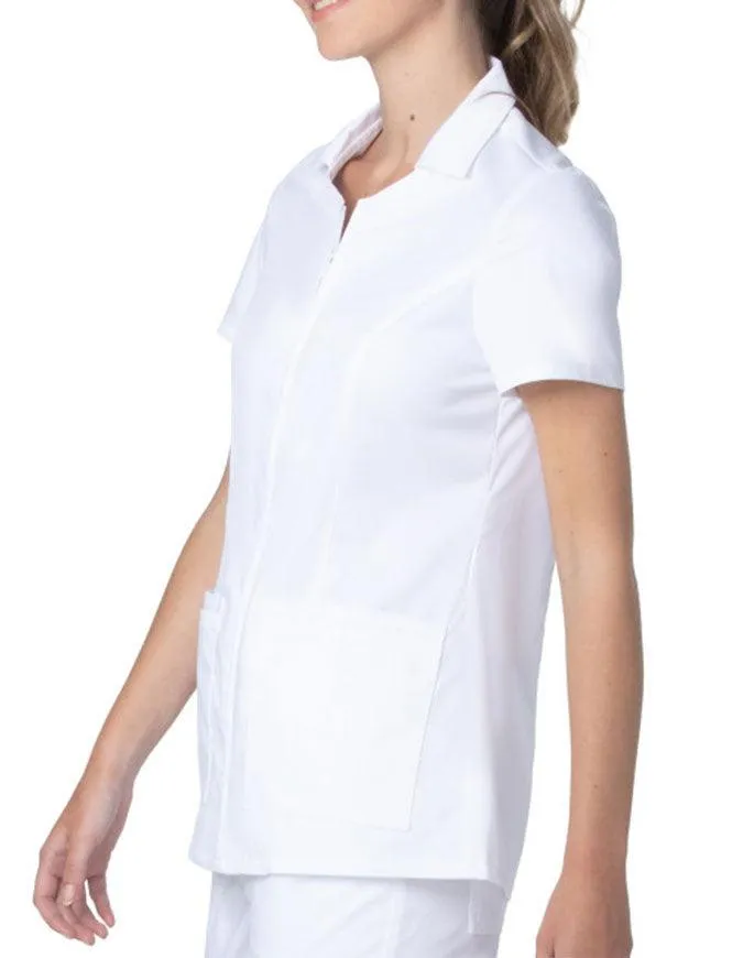 Landau ProFlex Women's Collared Zip Front Solid Scrub Top