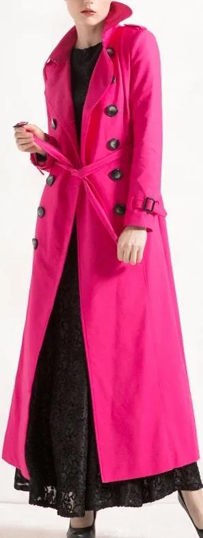 Long Pink Trench Coat