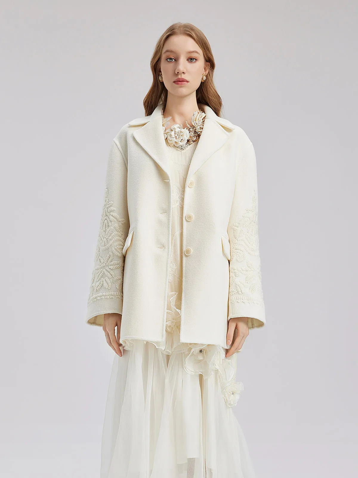 Luxury Wool Embroidered Coat