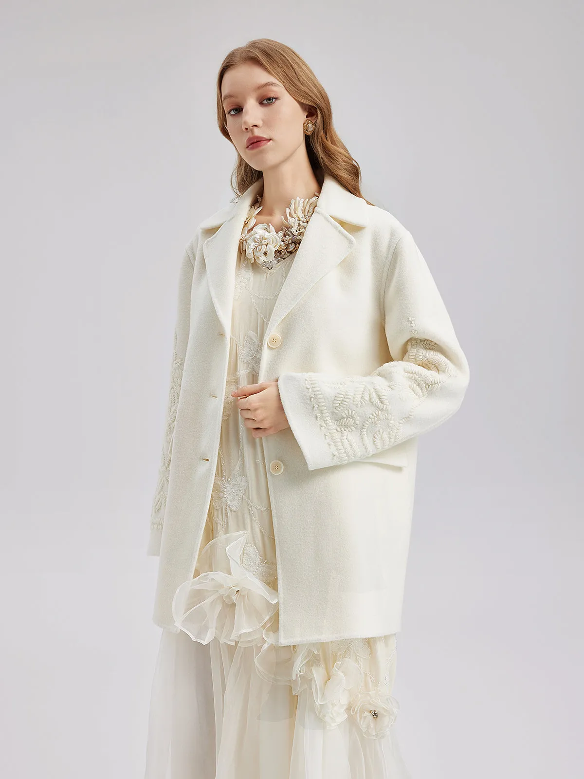 Luxury Wool Embroidered Coat