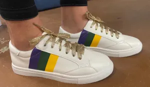 Mardi Gras Three Striped Tennis Shoe (White)