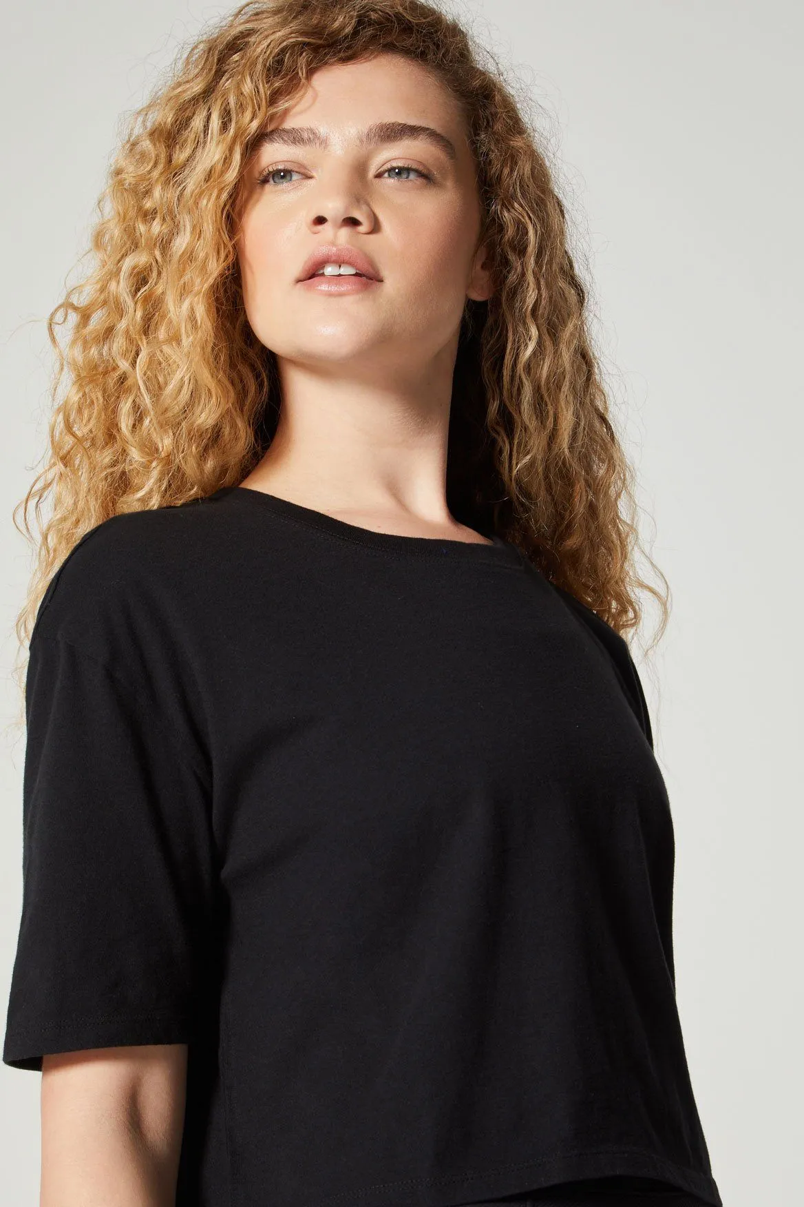 Marisa Cropped Boxy Tee Jet Black