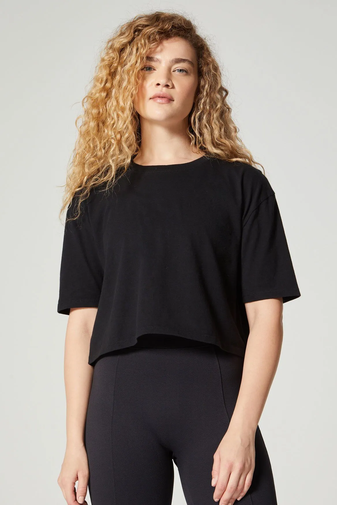 Marisa Cropped Boxy Tee Jet Black