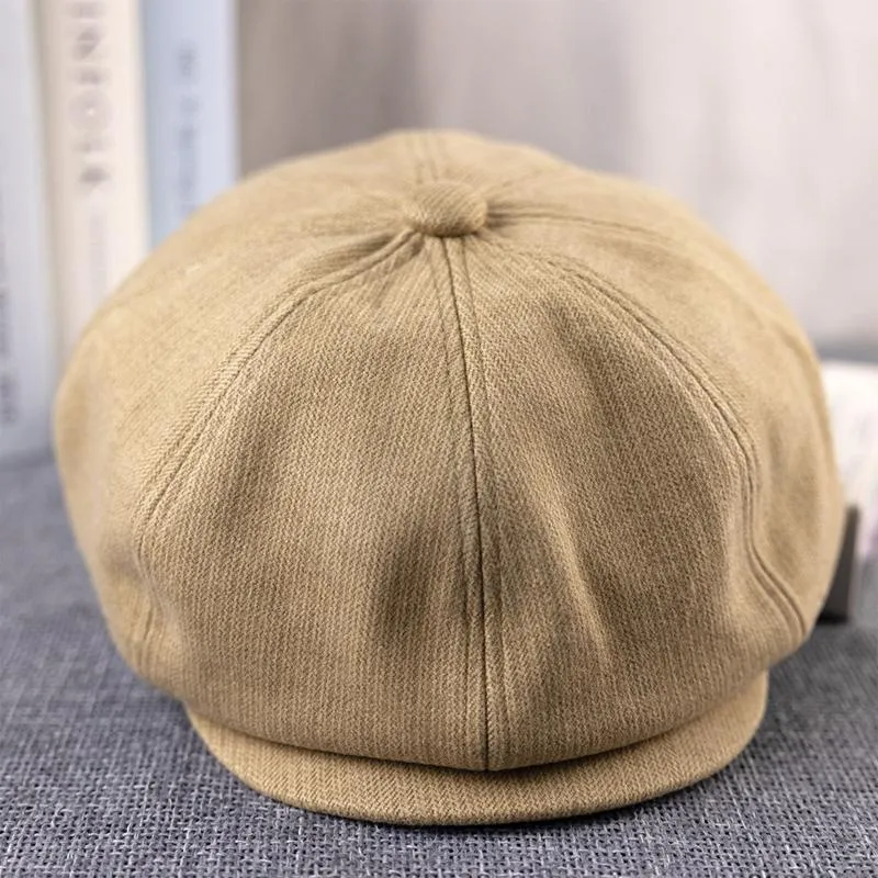 Men's Autumn and Winter Octagonal Striped Beret Hat 40597672U