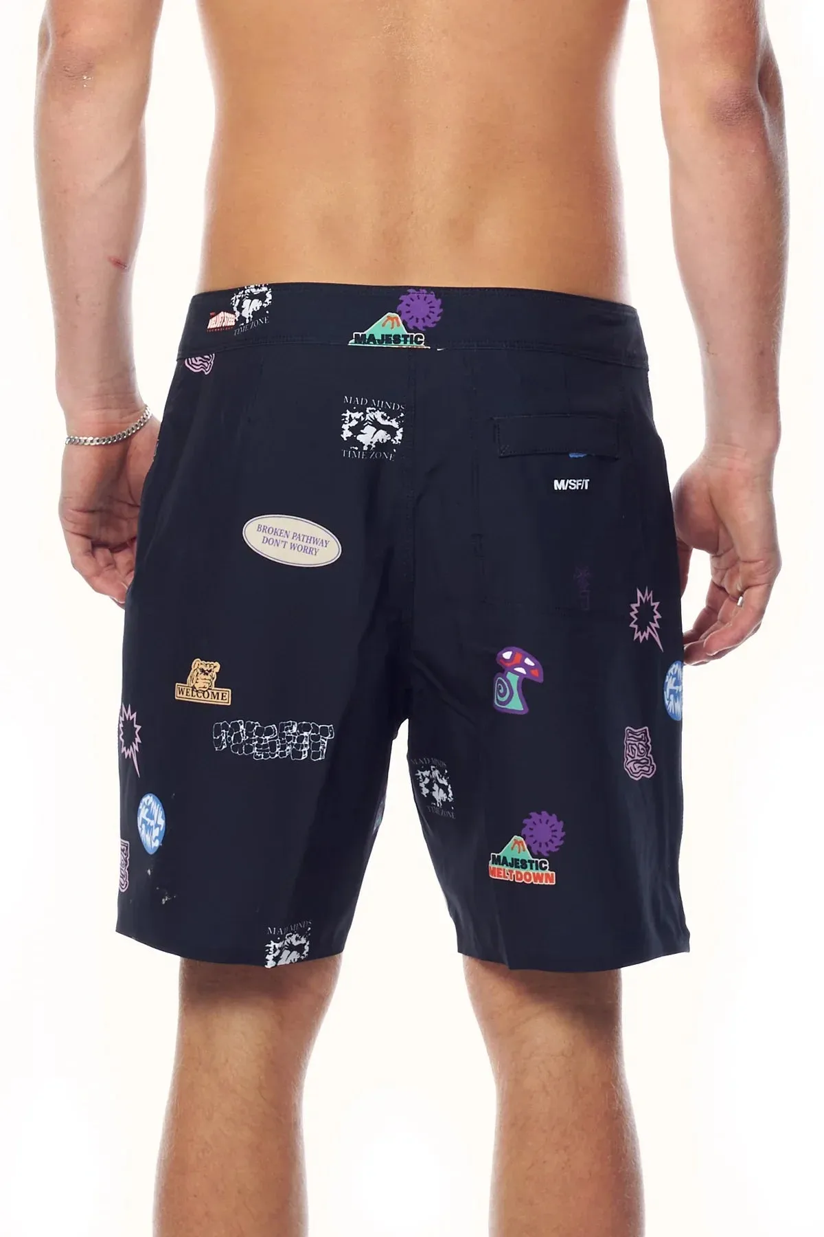 Misfit velvet steel 18 board short - black/sticker