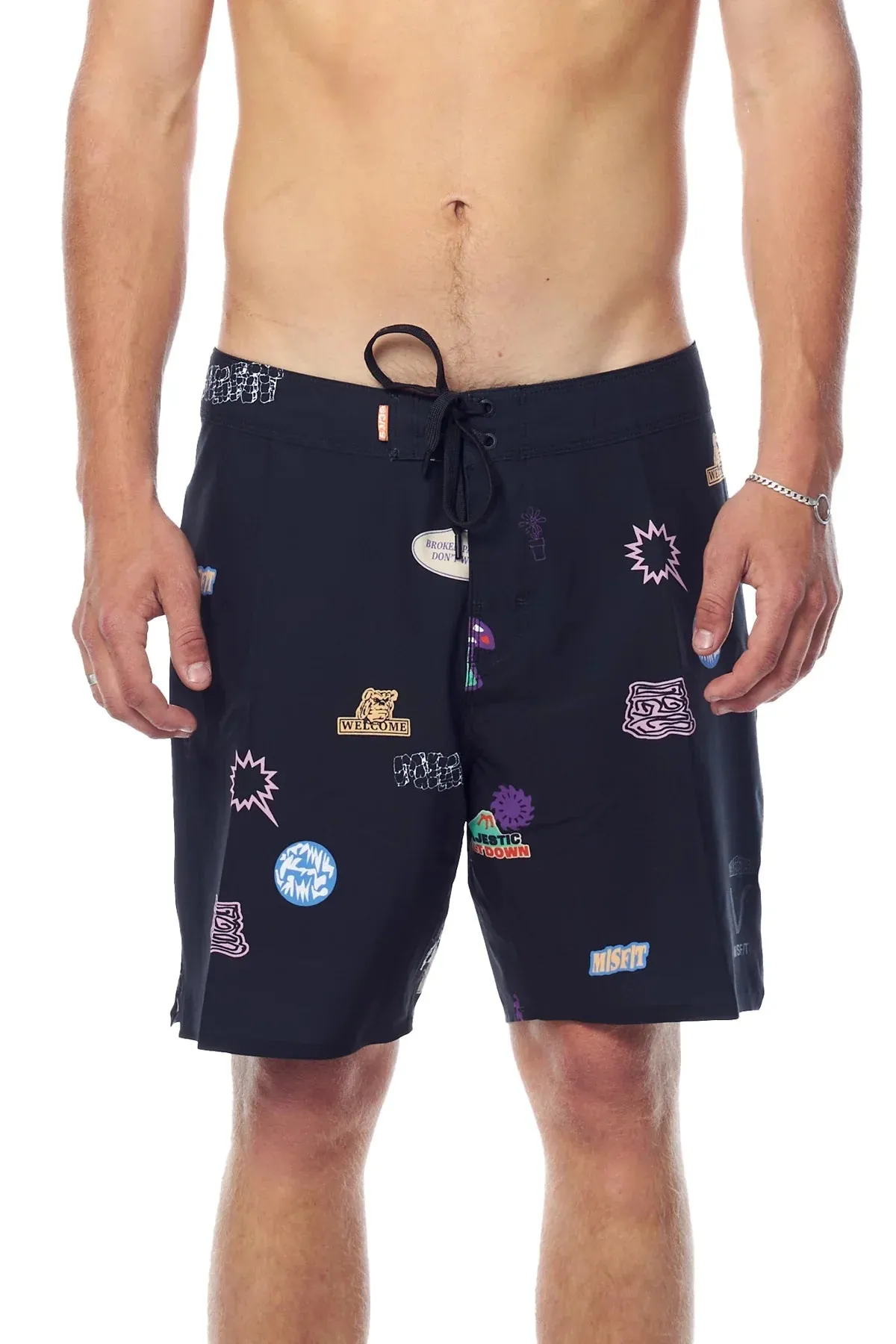 Misfit velvet steel 18 board short - black/sticker