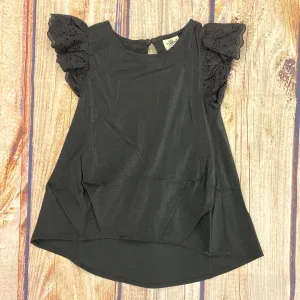 ML Kids Black Eyelet Cap Sleeved Tunic